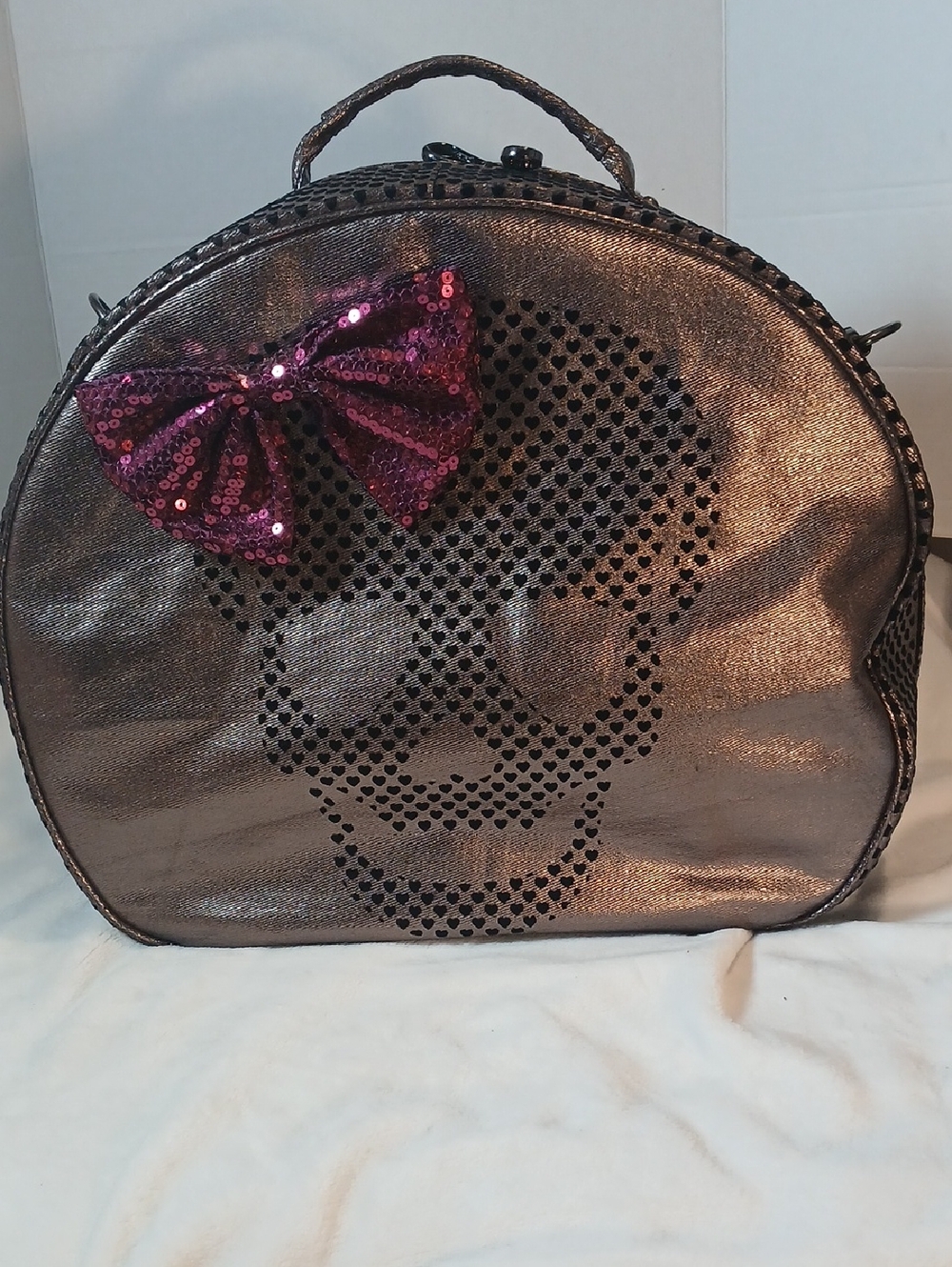 Betseyville By Betsey Johnson Skull Train Case In Metallic Pewter